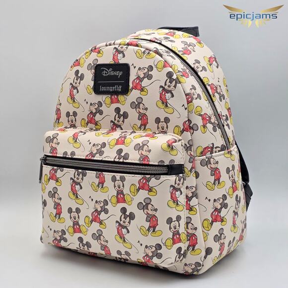 Loungefly Disney Mickey Mouse Poses AOP White Mini Backpack Bag New - Picture 2 of 5